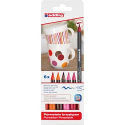 EDDING 4200/6999 - Porzellanpinselstift, Farbkombination "warm", 6er Pack