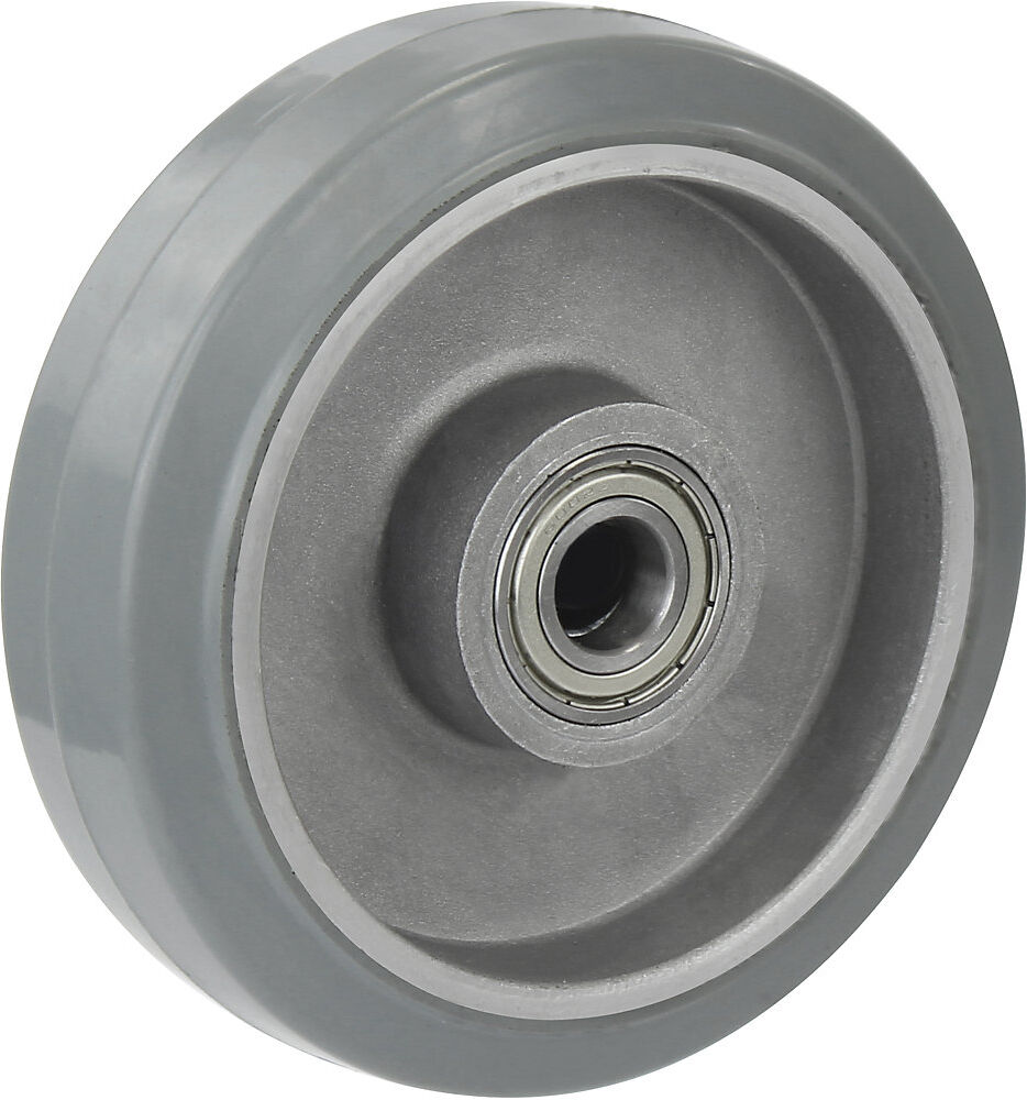 Elastik-Vollgummi-Reifen, grau, Präzisionskugellager, Rad-Ø x Breite 125 x 40 mm Proroll