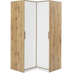 ECKSCHRANK Livo, Eckdrehtürenschrank mit 2 Türen, Weiß+eiche Viking