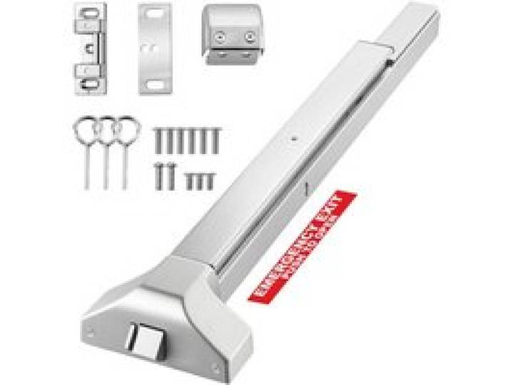 VEVOR Panikstange für Ausgangstüren, 788 mm, Notausgangsstange, Notausgangstürbeschlag mit Doppeltem Verriegelungsbolzen & Aufkleber, für 79–117 cm Breite Holz- oder Metalltüren, Silber