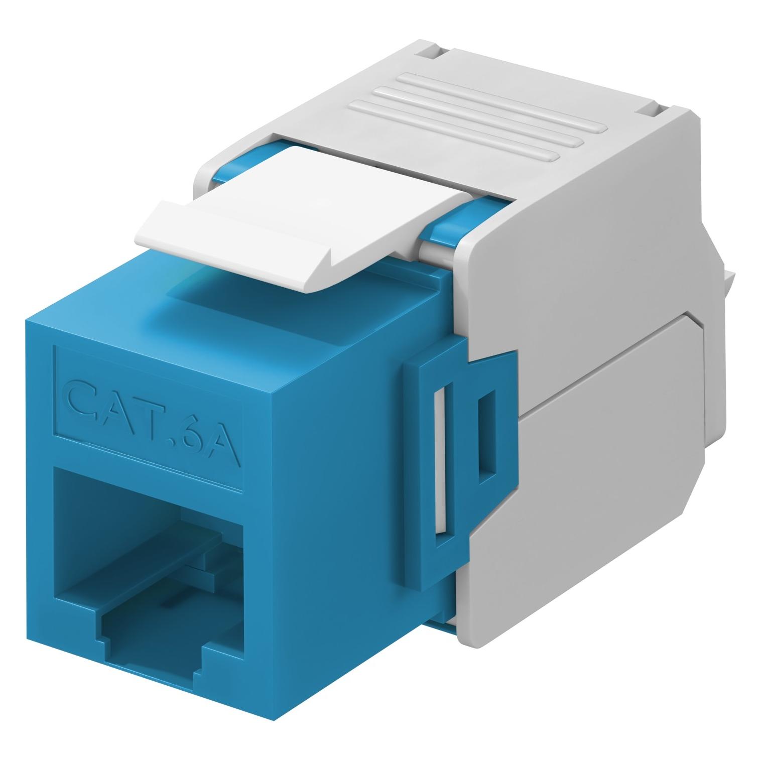 Goobay CAT 6a KeyStone RJ45 Jack,ungeschirmt, 500MHz, Blau-Weiss (Keystone Modul) (90688)