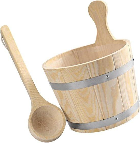 Houten sauna emmer met 5 liter inhoud, Hoogte: 31 cm, Houtkleur
