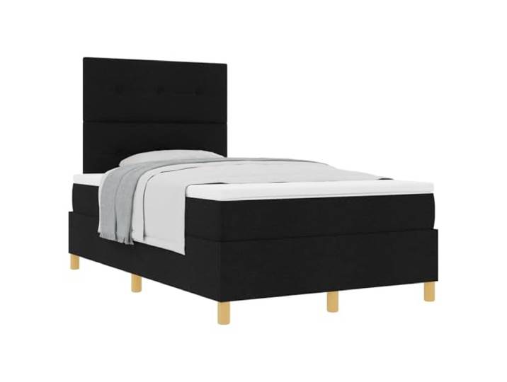 KTHLBRH Boxspringbett mit Kopfteil schwarz 120 x 200 cm Stoff Kopfteil verstellbar, 2 Höhen, Holzlatten, Holzbeine, moderner Stil, Schlafzimmer