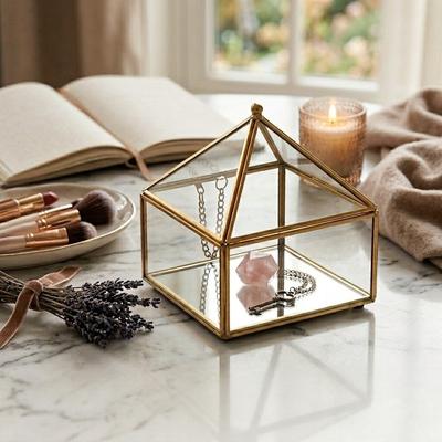 Cheungs Vortial Metal Framed Glass Pyramid Decorative Box - N/A