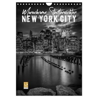 NEW YORK CITY Monochrome Stadtansichten (Wandkalender 2027 DIN A4 hoch), CALVENDO Monatskalender