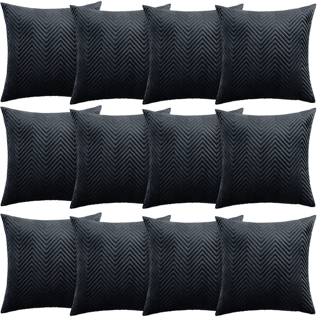 Aspire Homeware Embossed Square Velvet Cushion Cover Black Pack of 12