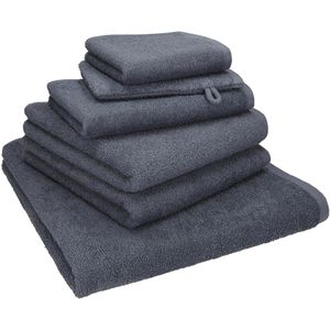 Betz Handtuch Berlin Set, dunkelgrau, 100% Baumwolle, 360 g/m², 2 Hand-, 1 Dusch-, 1 Gäste-, 1 Seiftuch & 1 Waschlappen