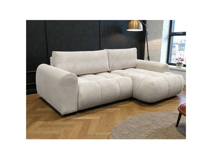Canapé d'angle fixe NEST tissu beige coté droit