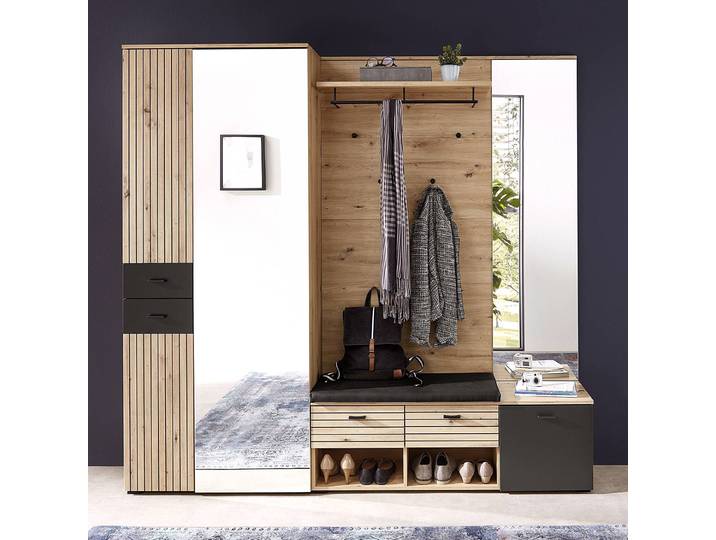 Garderobenbank 126 cm 126 x 47 x 38cm Braun/Beige