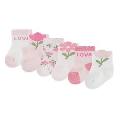 Socken HUGGIES BABYWEAR "HGHG 6PK SOCK", Mädchen, Gr. 2 (6), rosewater, Baumwollmischung, Intarsienmuster, Socken Socken, mit Stickereien