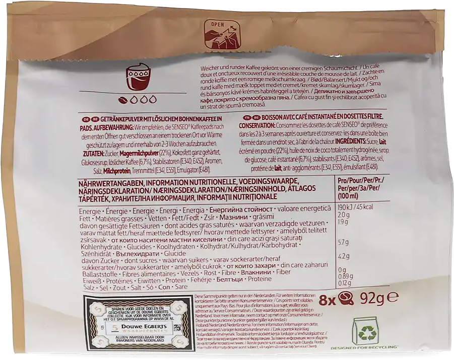 Senseo   Café Latte - 8 Dosettes de café pour Senseo - Latte