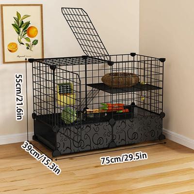 Inspired Finds Luxury Multi Level Cat Villa Cage With Climbing Frame & Resting Nest black Loft Condo