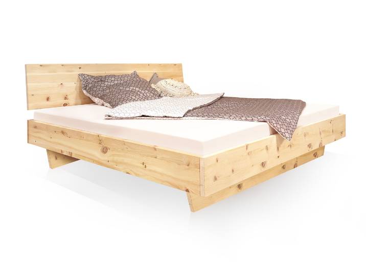 ZABINO Zirbenbett mit Wangenfuß, Material Massivholz, mit