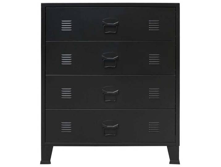Noir Buffet salon Commode à tiroirs Métal Style Industriel 78x40x93 cm Noir N770