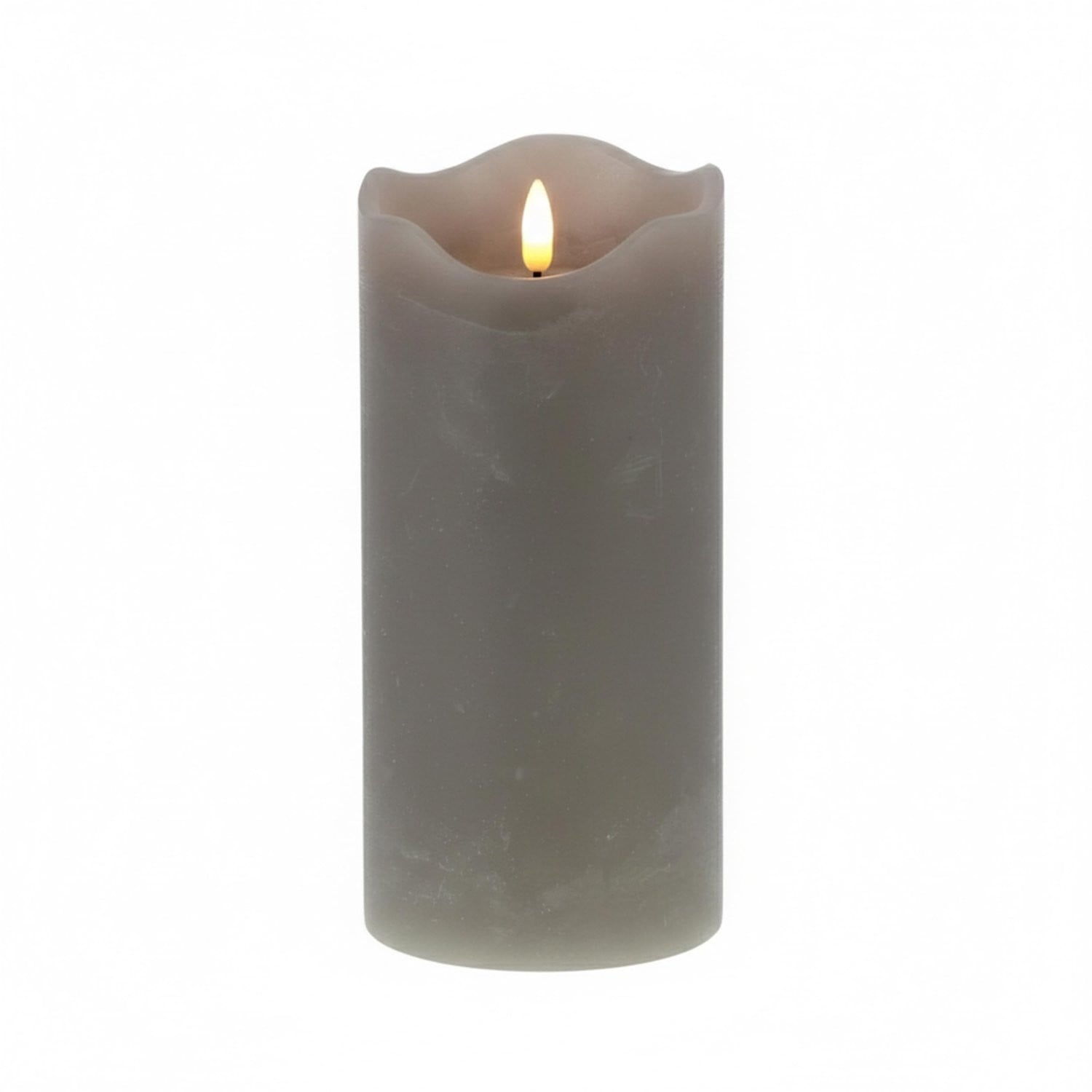 LED Kaars Grijs met 3D Vlam - Decoratieve Binnenkaars met Timer
