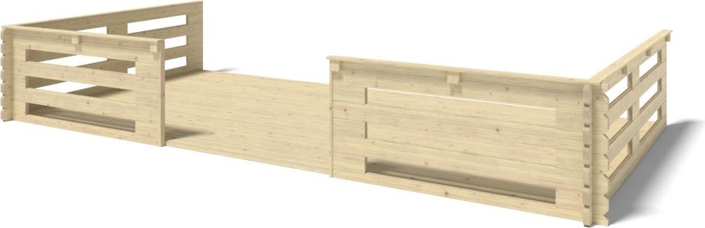 Veranda zum Gartenhaus 6x3m - Farbe Holz