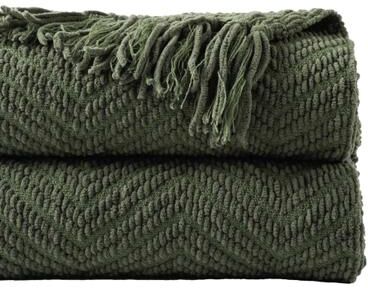 Uplift Picks Battilo Chenille Knit Throw Blanket Soft Thick Decorative Sofa Throw olive Green 152x203cm
