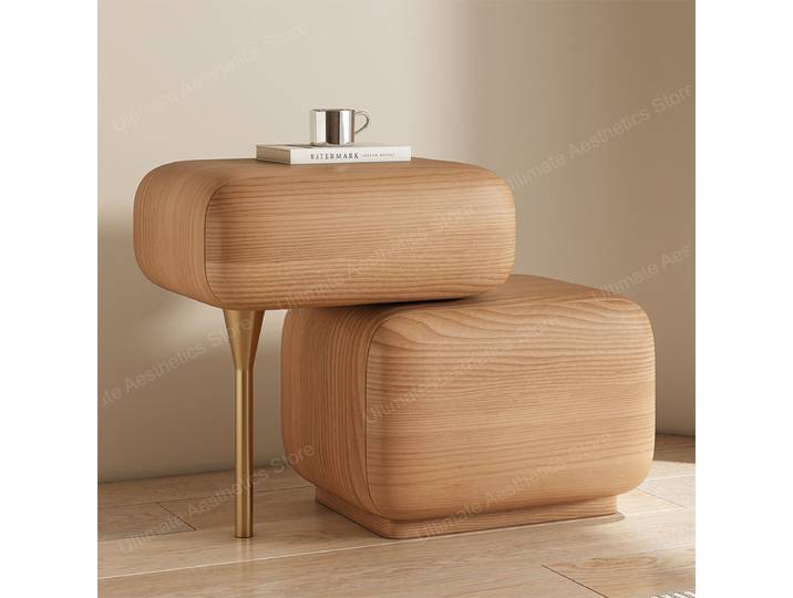 Table de chevet ronde de qualité, style crème, rangement créatif, table de nuit moderne, minimaliste, gain de place, meubles pour la maison