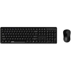Rapoo Full Silent Multi mode Kombo Set "8150M Silent", Schwarz, QWERTZ (DE, Kabellos), Tastatur, Schwarz