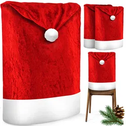 KESSER® Premium Weihnachtsstuhlüberzug Set Stuhlhussen für Weihnachten Nikolausmütze Stuhlbezug Husse Weihnachtsdeko für Stühle Überzieher - Stuhlabdeckung im weihnachtlichen Design