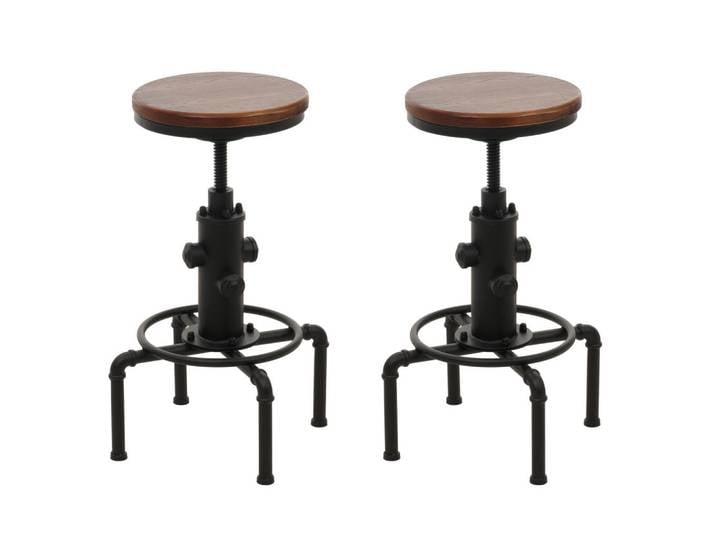 Jamb Barhocker Braun 2er-Set, Holz, 34x85x34 cm, Esszimmer, Barmöbel, Barhocker