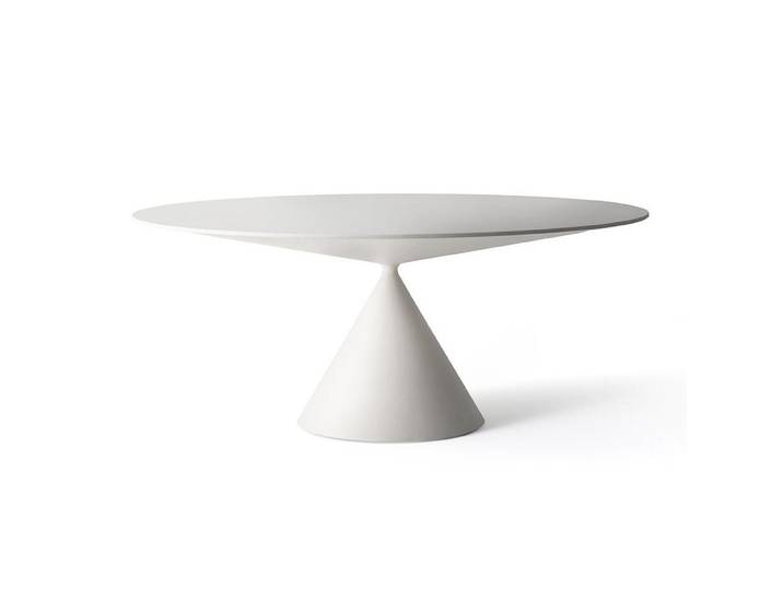 DESALTO table ronde pour l'extérieur CLAY OUTDOOR Ø 140 cm (Base Concrete, plateau P1 - Base en polyuréthane / Plateau en céramique)