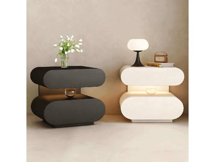 Meuble de chevet élégant avec cadre latéral, accessoire décoratif pour chambre à coucher, aménagement intérieur tendance, mobilier de chambre