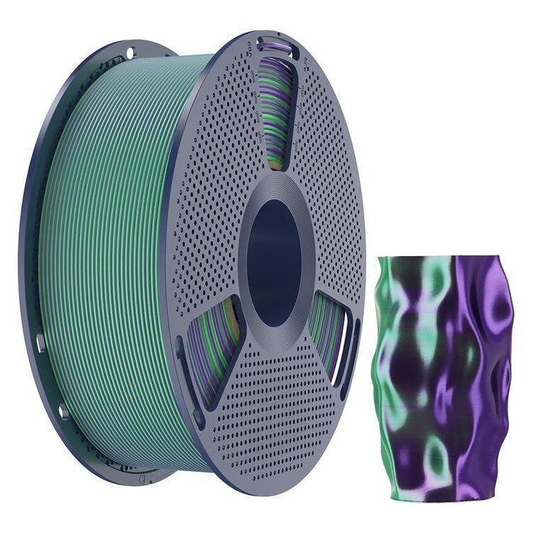Sunlu PLA+ Silk Zweifarbiges Filament (grün und lila) (PLA+, 1000 g, 1.75 mm) (PLA+ Silk DC G Pur)