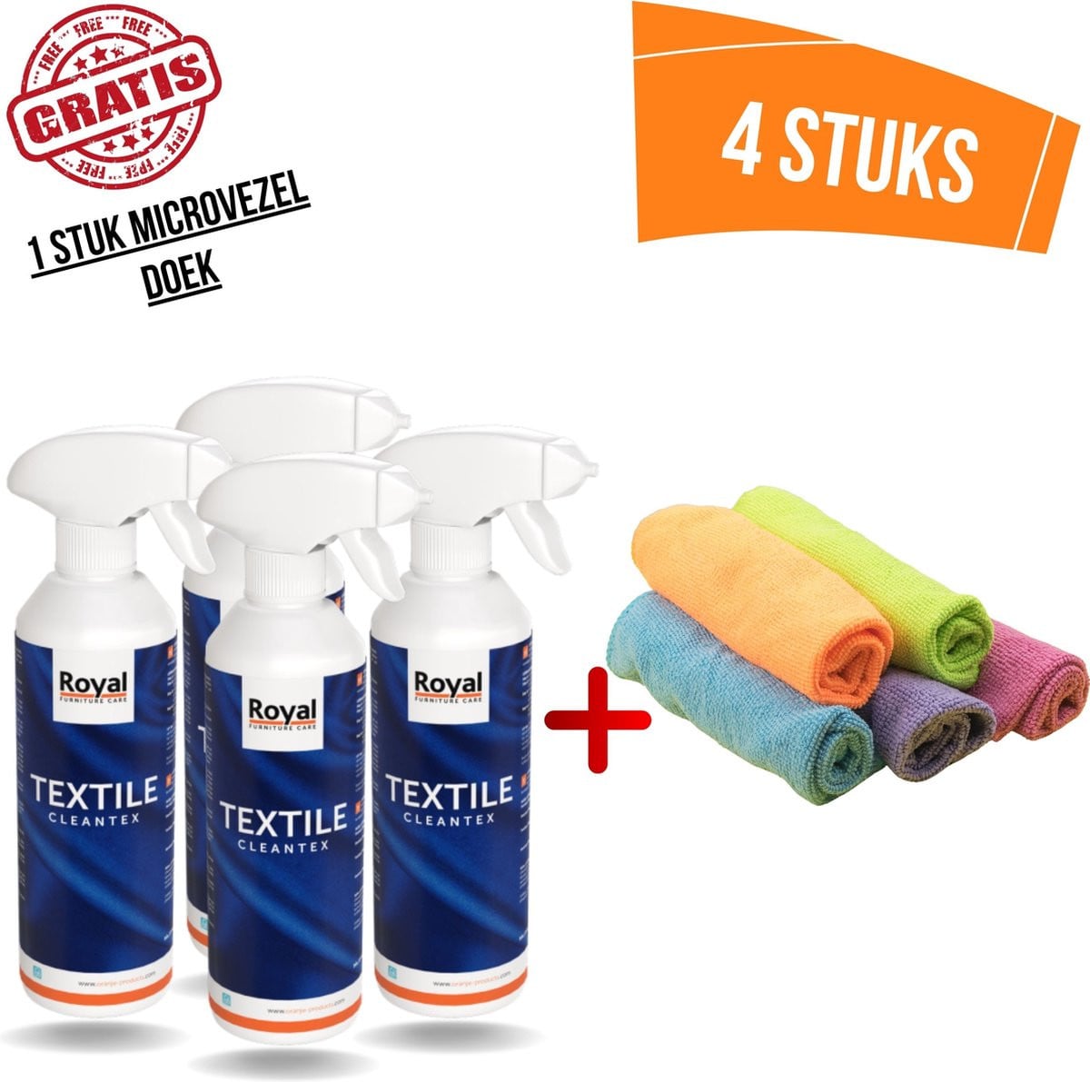 Royal Furniture Care Cleantex Textiel vlekkenspray, 4 x 500ml