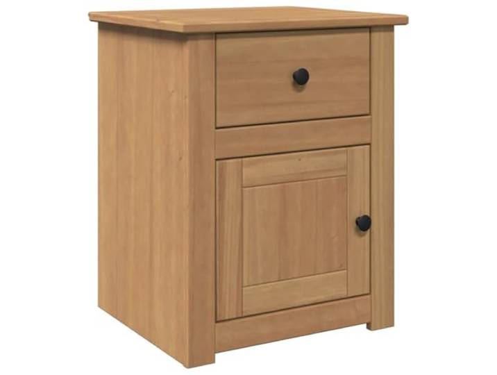 KUTYWEXFM Nachttisch Massivholz Kiefer mit Schublade 46x40x57 cm Rustikaler Nachtschrank aus massivem Kiefernholz mit Honigwachs-Finish, Ablagefach und Knauf für Schlafzimmer.