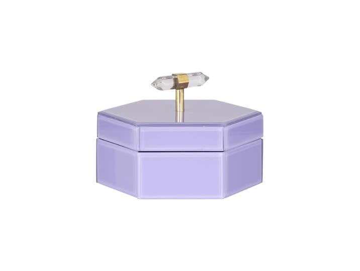 Design Schmuckkasten „Jutta“ aus Glas Violett Medium, 19 x 16.5 cm Richmond Interiors