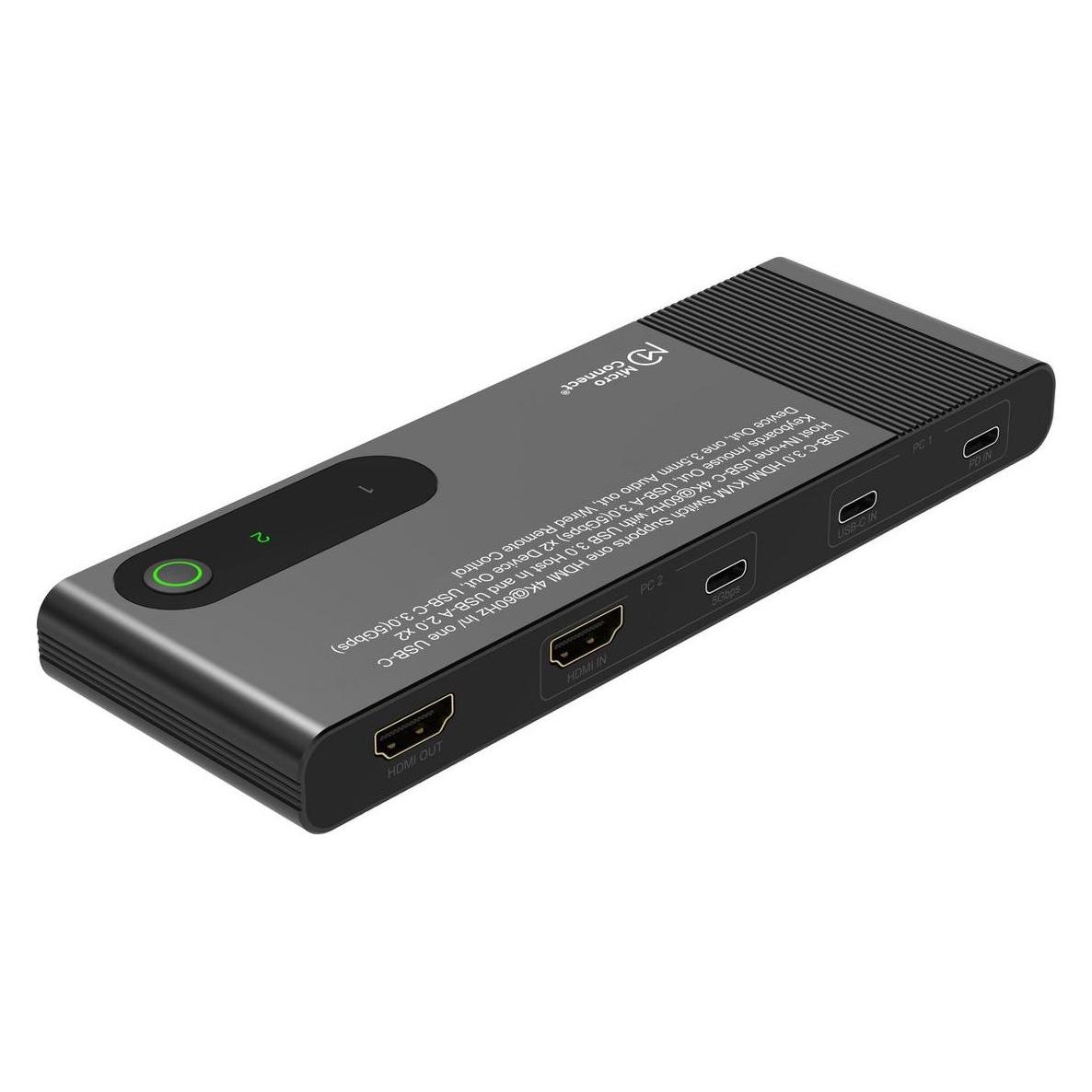 MicroConnect HDMI & USB-C KVM Switch 2-Port (MC-HDMI-KVM202K)