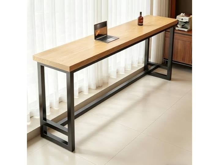 Cedario Bartisch Schmaler Stehtisch Holzplatte Metallgestell Zuhause Café Stabiles Holz & Metall, Schmales Design, Spart Platz Vielseitig für Küche, Wohnzimmer, Fenster oder Café