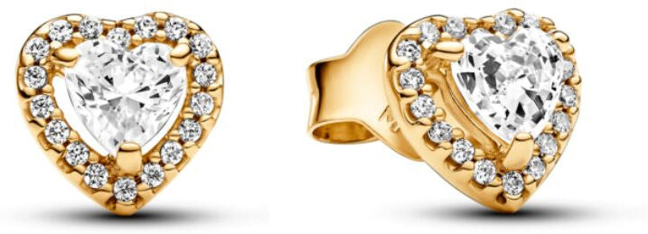 Pandora Timeless Sparkling Elevated Heart tappikorvakorut, keltakullattu,