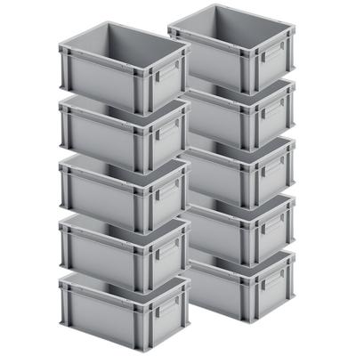 BRB 10x Eurobehälter mit 2 Griffleisten, LxBxH 400x300x175 mm, grau