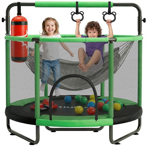 Hurtle Kindertrampoline met veiligheidsnet en gymnastiekset, Blauw