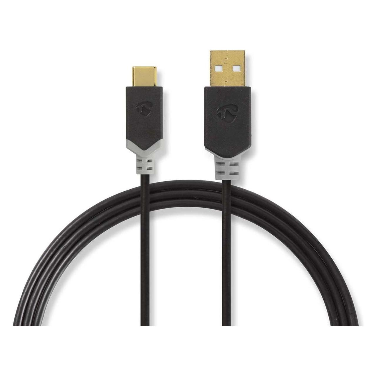 Nedis CCBW60601AT20 USB-Kabel USB 2.0 USB-A Stecker USB-C Stecker 480 Mbps Vergoldet 2.00 m Rund PV (2 m, USB 2.0) (CCBW60601AT20)