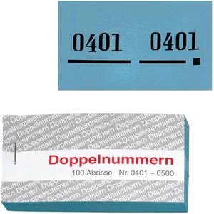 Wolf&Appenzeller Nummernblock Doppelnummern 750057, blau, Nummern 1 - 500, 5 Blöcke à 100 Abrisse