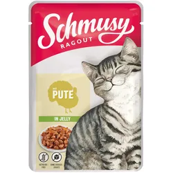 SCHMUSY Ragout Pouch in Jelly 100g Frischebeutel Katzennassfutter Sparpaket 44 x 100 Gramm Pute