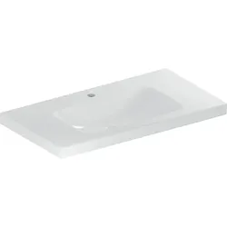 Wandwaschtisch mit Ablagefläche „iCon Light“, Ablagefläche links und rechts, rechteckig, Hahnlochposition mittig, mittig 90 × 48 cm  mit KeraTect®