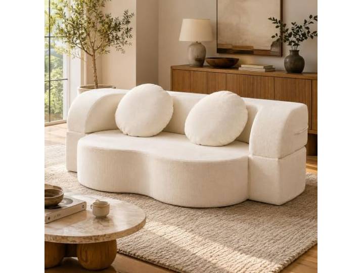FXLKLUXE Rahmenloses Schlafsofa,Bodensofa aus waschbarem Chenille Schaumstoff mit hoher Dichte, vakuumverpackt, rahmenloses Design, ideal für kleine Räu