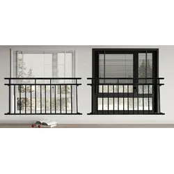 Prestige Home Living Outdoor Balkongeländer 90 x 184 cm, verzinktes Rohr mit Pulverbeschichtung, schwarz