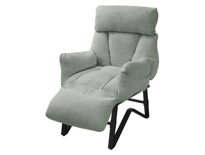 Fauteuil relax de salon - ML-Design - Gris-vert - Inclinable avec repose pied rembourré en lin