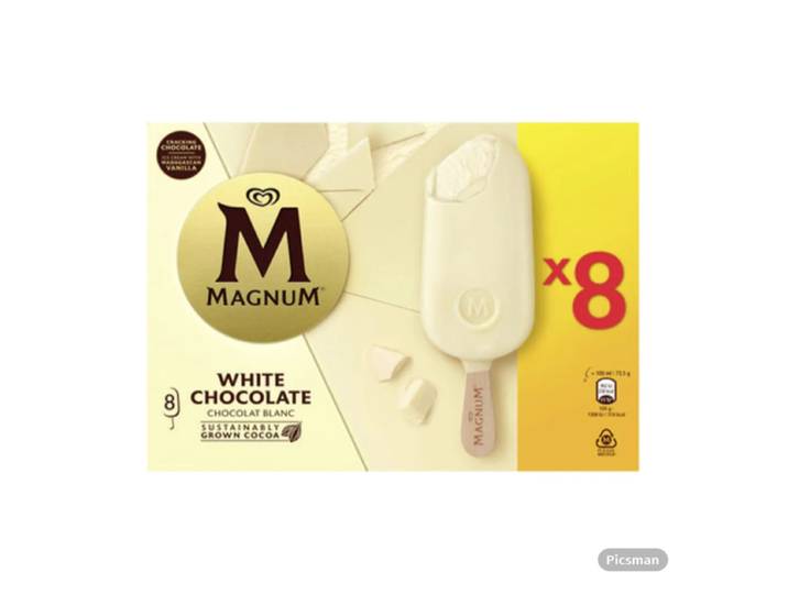 MAGNUM Bâtonnets glacés Chocolat Blanc x8 - 600 g