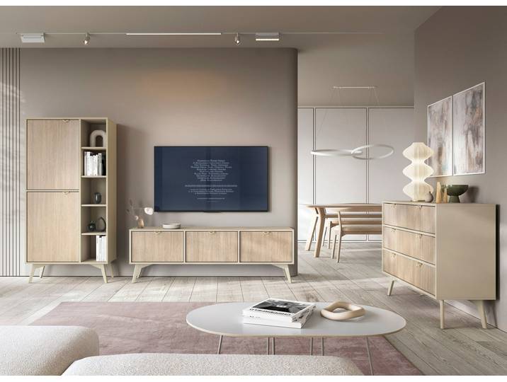 Wohnzimmer-Set Wohnzimmer Set 3-teilig – FOREST – Beige / Sonoma