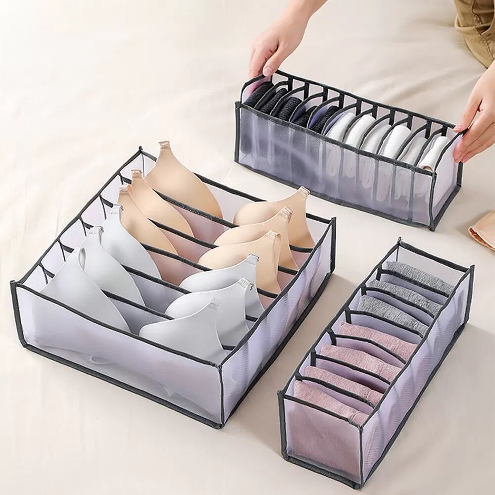 INF 3er Set Faltbare Schubladen-Organizer – Aufbewahrungsboxen für Unterwäsche, Socken und Hosen