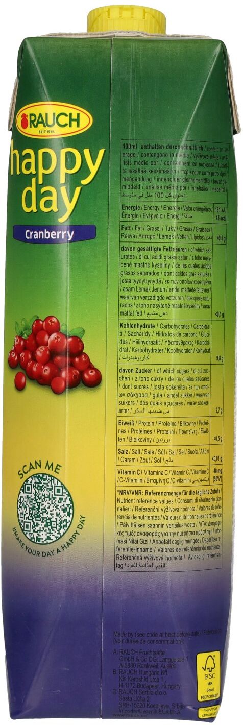 Happy Day Cranberry 1l