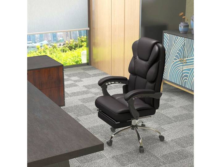 Fauteuil Bureau Massant Ergonomique Réglable Hauteur 120kg Marron