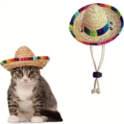 Fashionable Summer Pet Cat Hat, Adjustable Breathable Sun Protection For Cats And Dogs, Party Supplies Decoration Fashionable Summer Pet Cat Hat, Adjustable Breathable Sun Protection For Cats And Dogs, Party Supplies Decoration