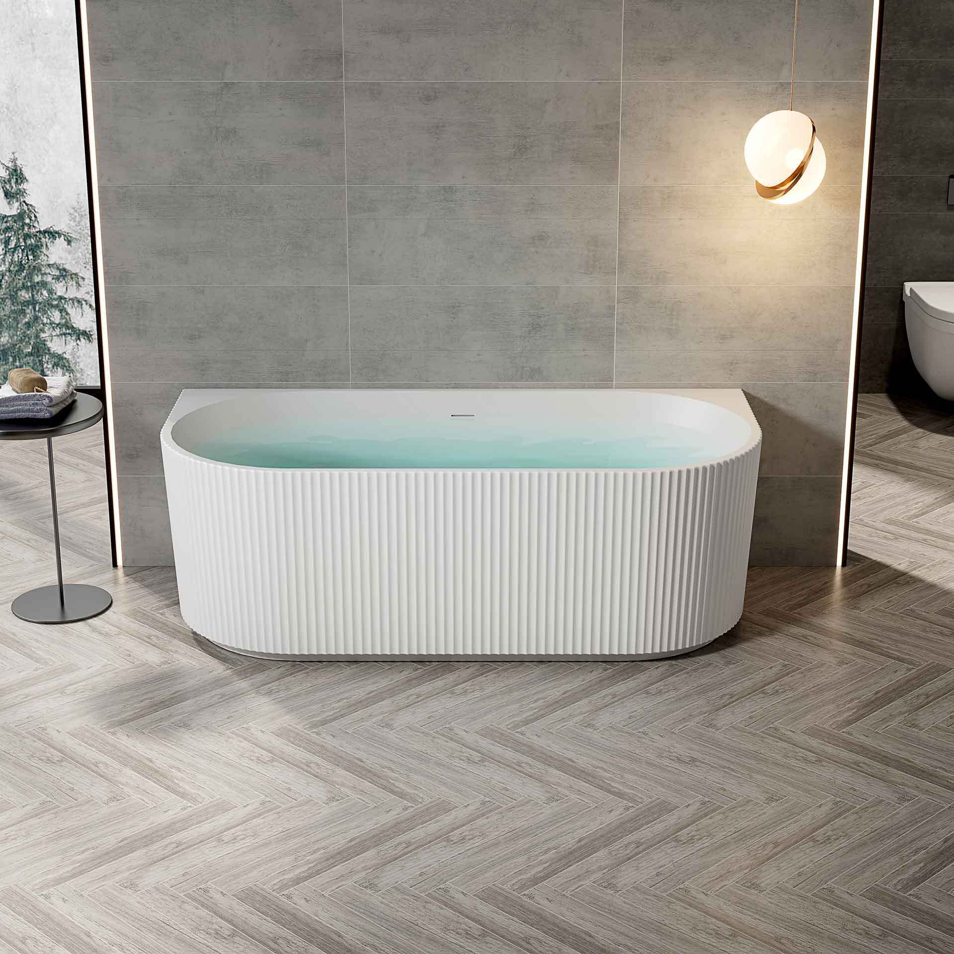 Belvit Badewanne halbfreistehend & freistehend aus Acryl - Eckbadewanne oder oval, Links, Mittig & Rechts, 180x80 - 170x78 cm, mit Ablaufgarnitur